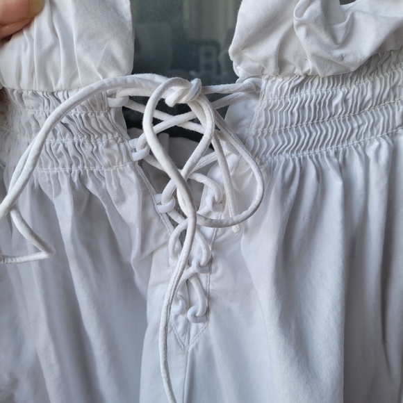 J.Crew Women's White Cotton Poplin Smock-neck Blouse Medium Puff Sleeve - Picture 4 of 11